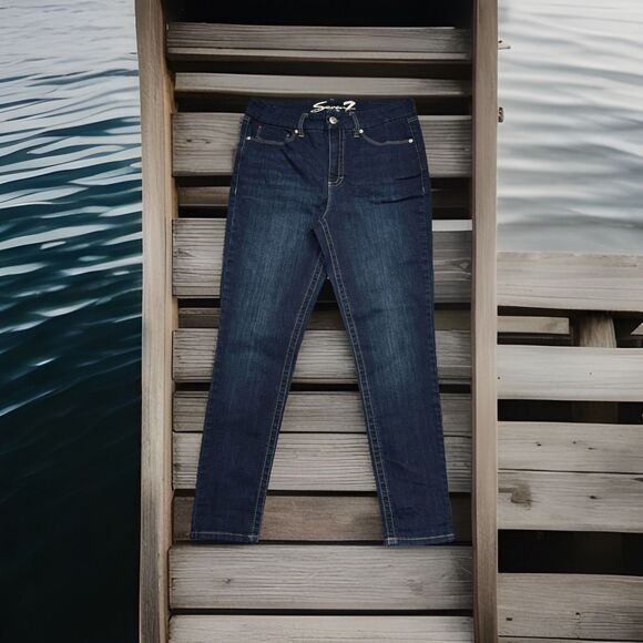Seven7 Tummyless High Rise Skinny Jeans 12 (33x28.5) Blue Stretch Denim Womens - Picture 9 of 10